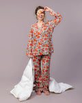 Orange Poppy Hand Block Printed Pajama Set