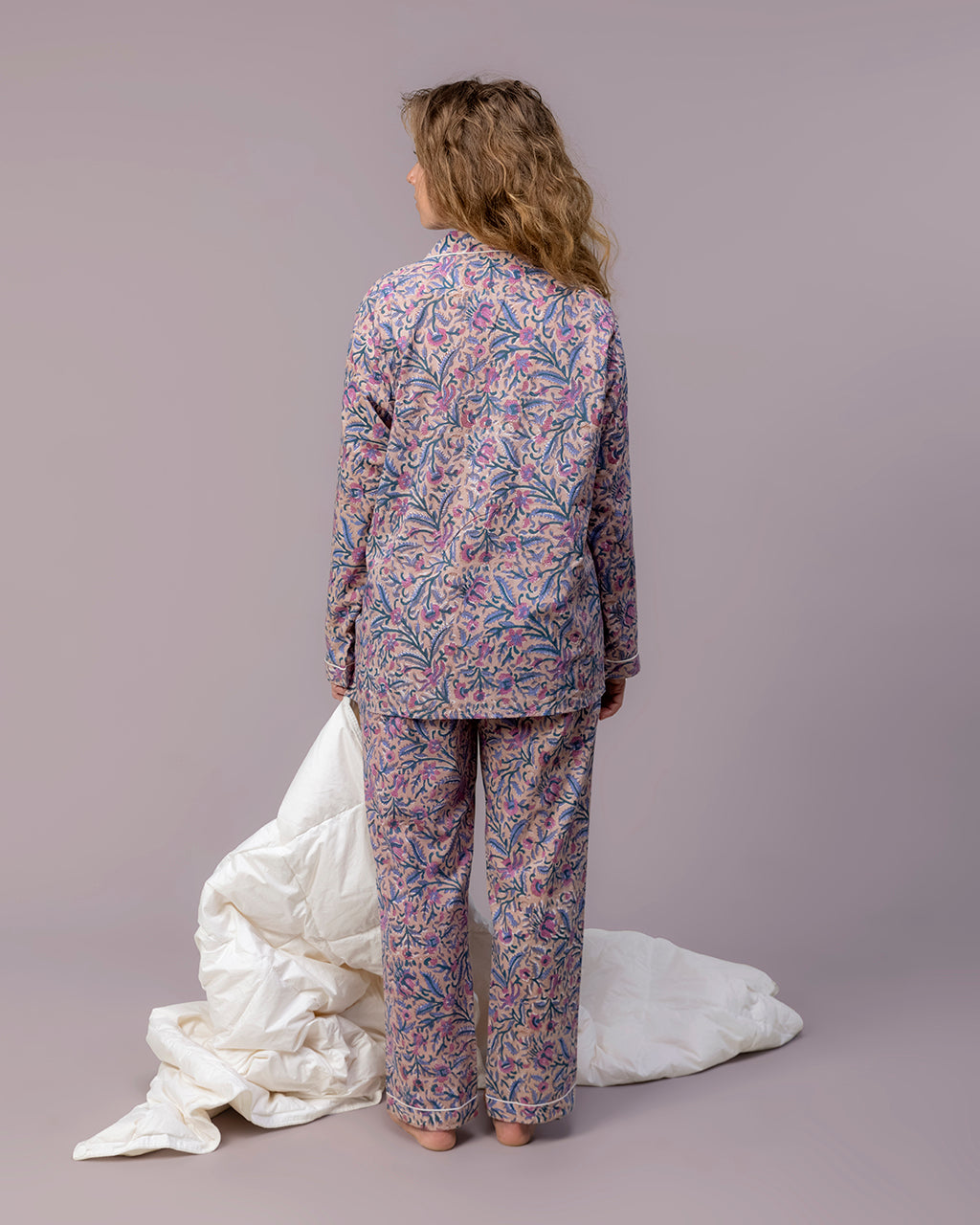 Lavender Vine Hand Block Printed Pajama Set