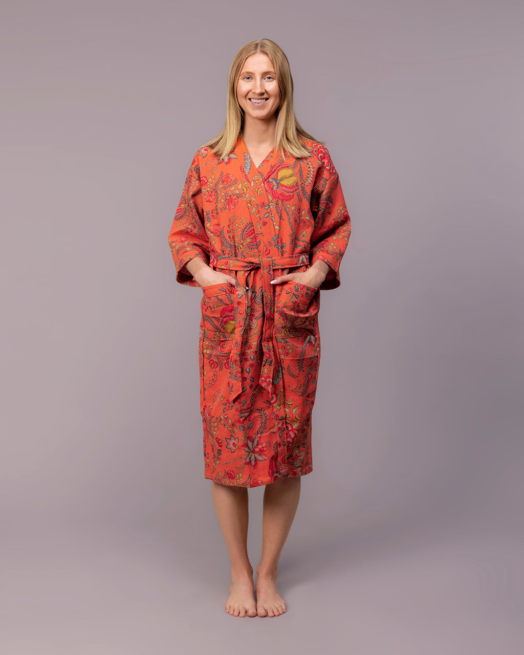 Crimson Clay – Cotton Waffle Bath & Sauna Robe