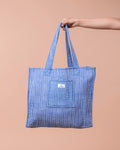 Handblock Printed Shopping Bag - Navy Picnic Checks