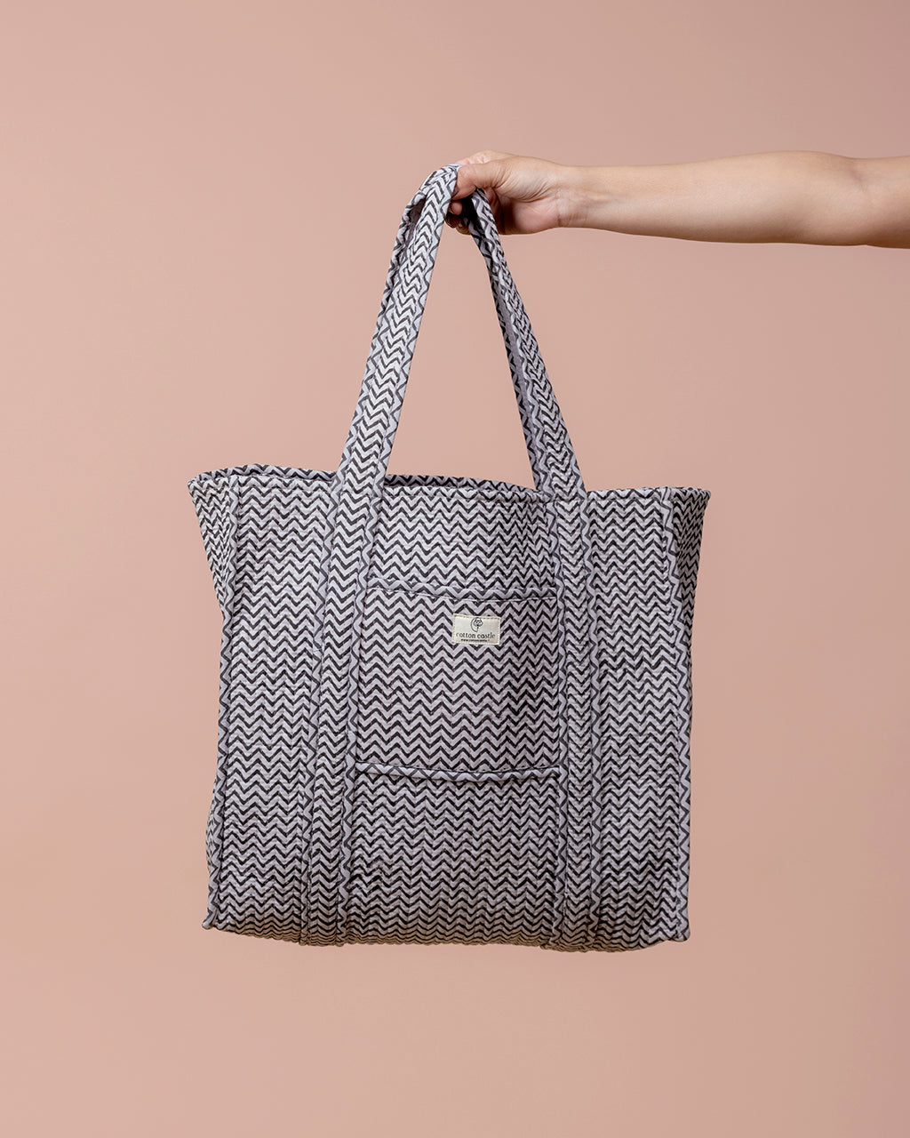 Handblock Printed Shopping Bag - Zig-zag
