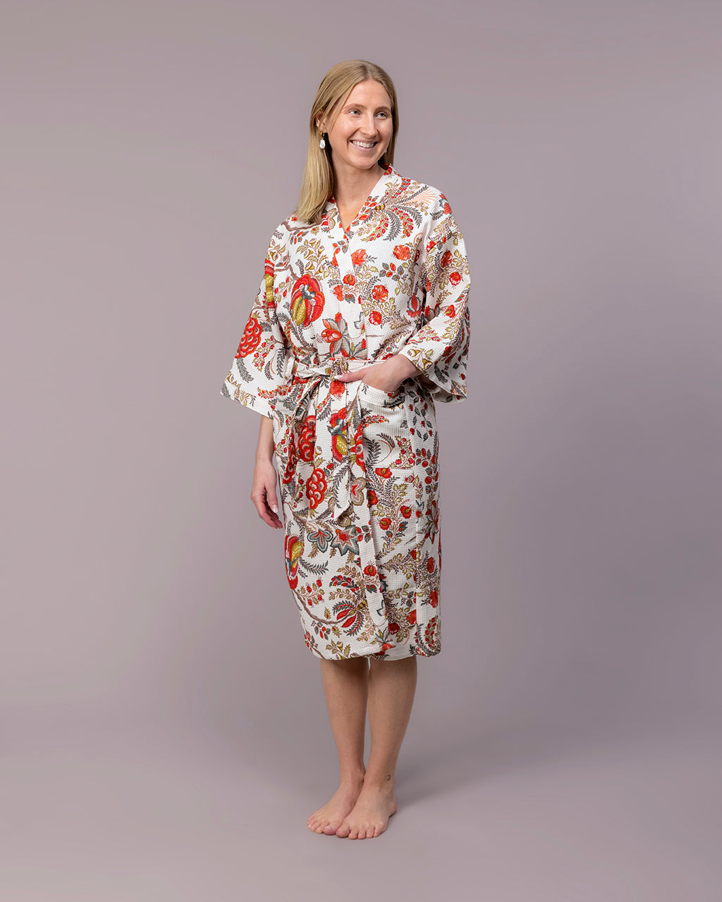 Ivory Bloom – Cotton Waffle Bath & Sauna Robe